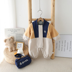 Baby Spring Outfit New Korean Style Trendy Infants and Toddlers Outdoor Suit 100th Day Birthday Child Windproof One-piece Suit with Crossbody Bag