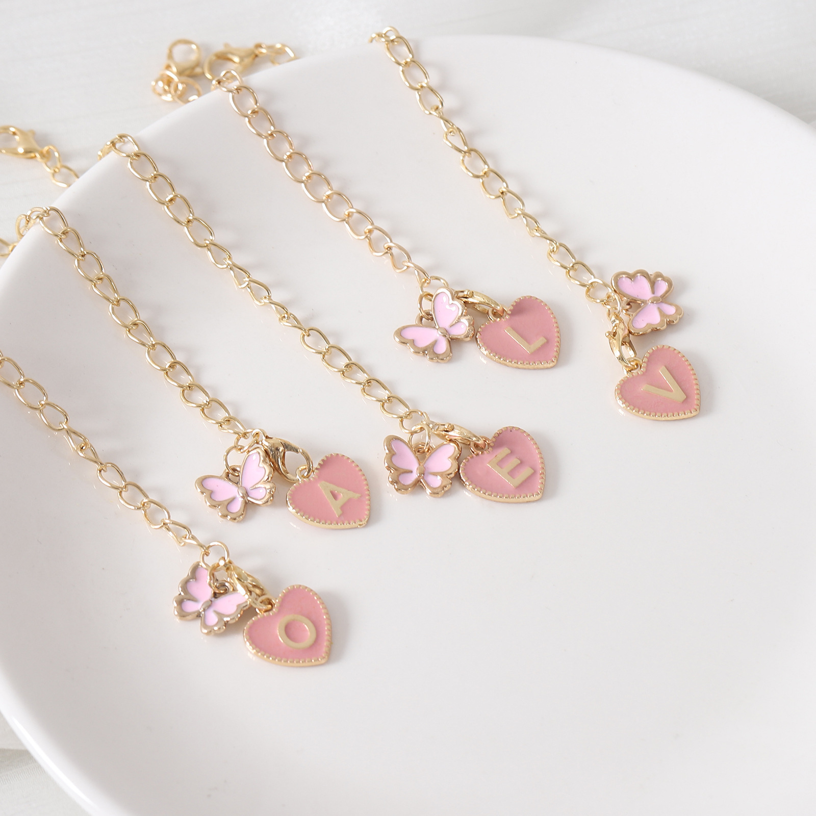 Pendant Classification 1 Piece Sweet Letter Heart Shape Butterfly Alloy Enamel Pendant