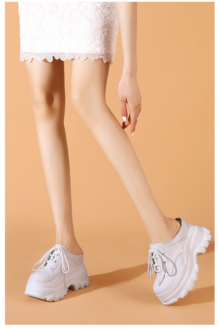 Dép sandal nữ quai chữ V đế dày 10 cm phối ren — Màu đen chi tiết 4