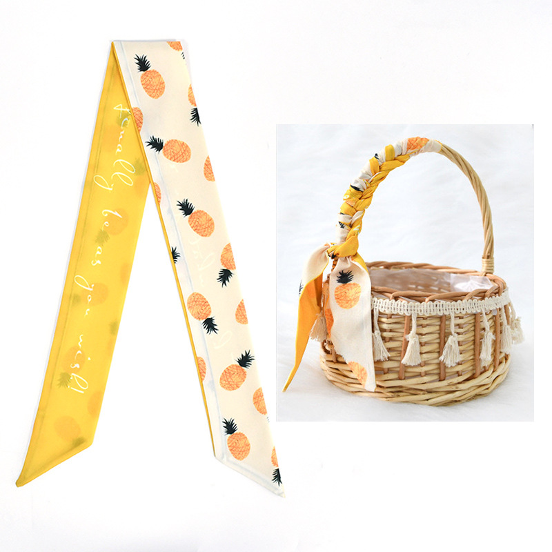 Primavera y otoño lindo y dulce bufanda de seda larga cinta para el cabello caja de regalo bolsa de amarre cinta multifunción fresca pequeña y versátil