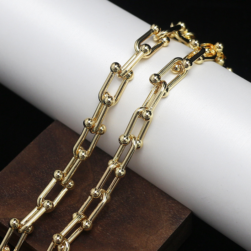 金色光面合金链包包链子包带包链条配件金属铝包链包带H21149
