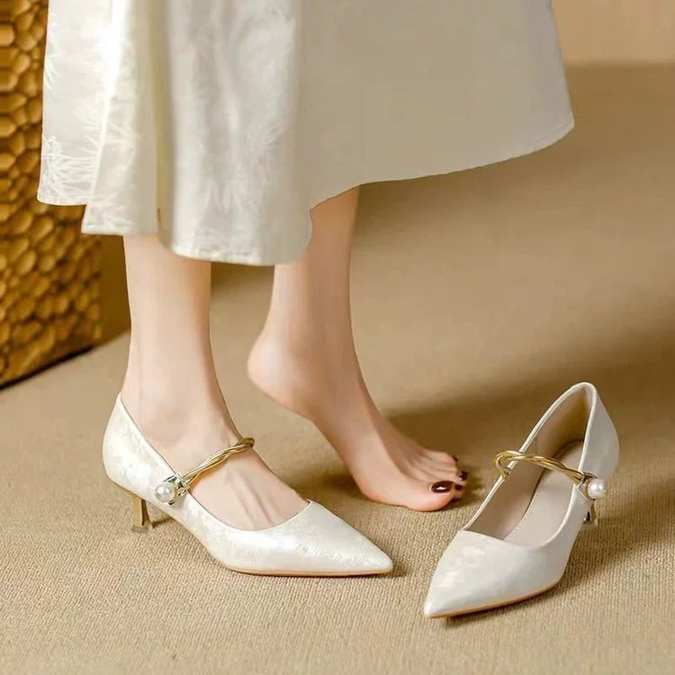 Зеленый национальный ветер 5 см на острых каблуках на высоких каблуках