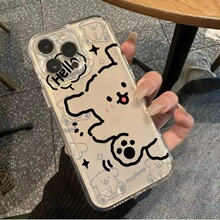 ins小众素描线条狗适用iphone15苹果14Promax手机壳13/12透明壳11