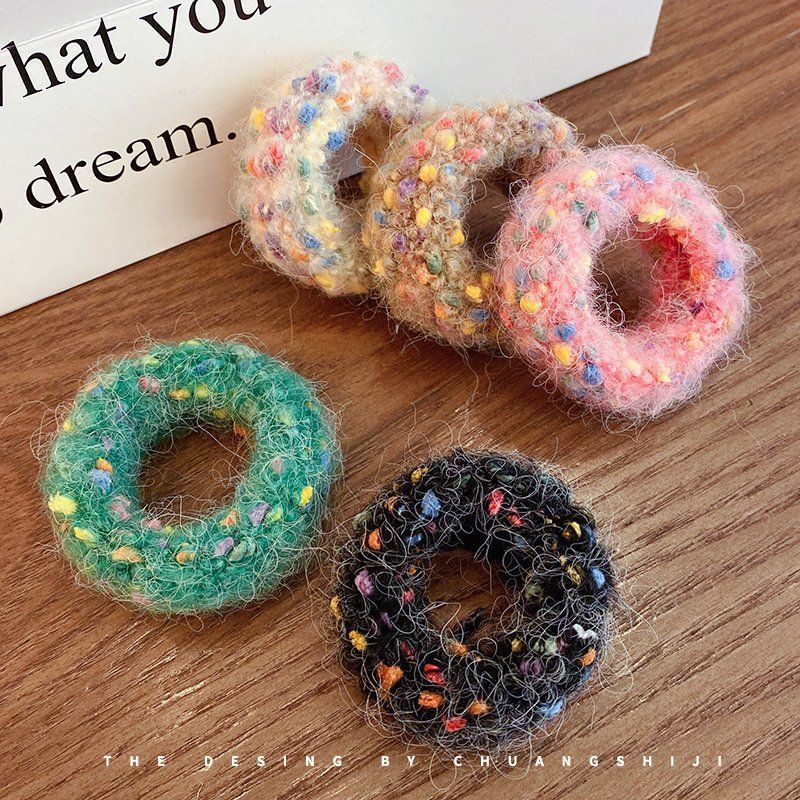 Colorful Shredded Plush Hair Ribbon for Women - New Autumn/Winter Style Hair Tie - High Elasticity for Ponytail and Bun - Rubber Band Hair Accessory