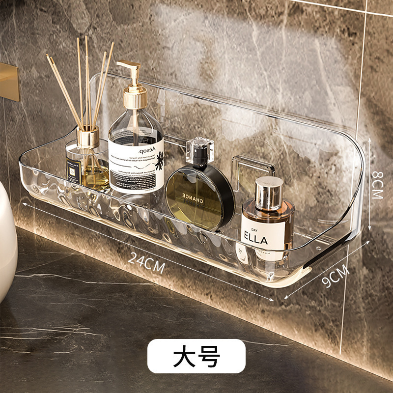 バスルームパンチフリーシンク壁掛け収納ラック透明壁化粧品バスルームトイレ痕跡のない収納ラック|undefined