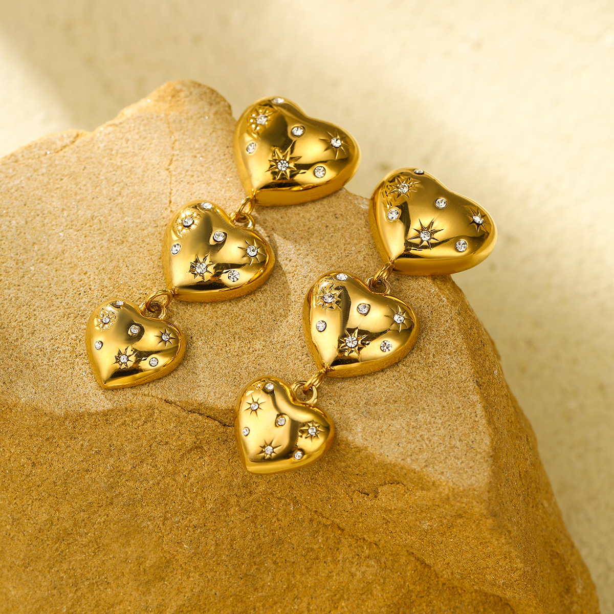 304 Stainless Steel Ear Needle Material 1 Pair Simple Style Heart Shape Titanium Steel Drop Earrings