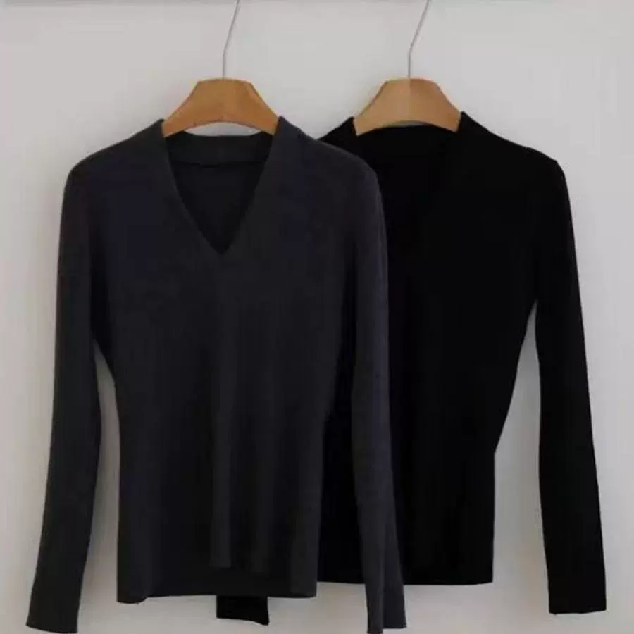 Свитер с длинными рукавами, приятный к телу, Slim fit, V-образный вырез