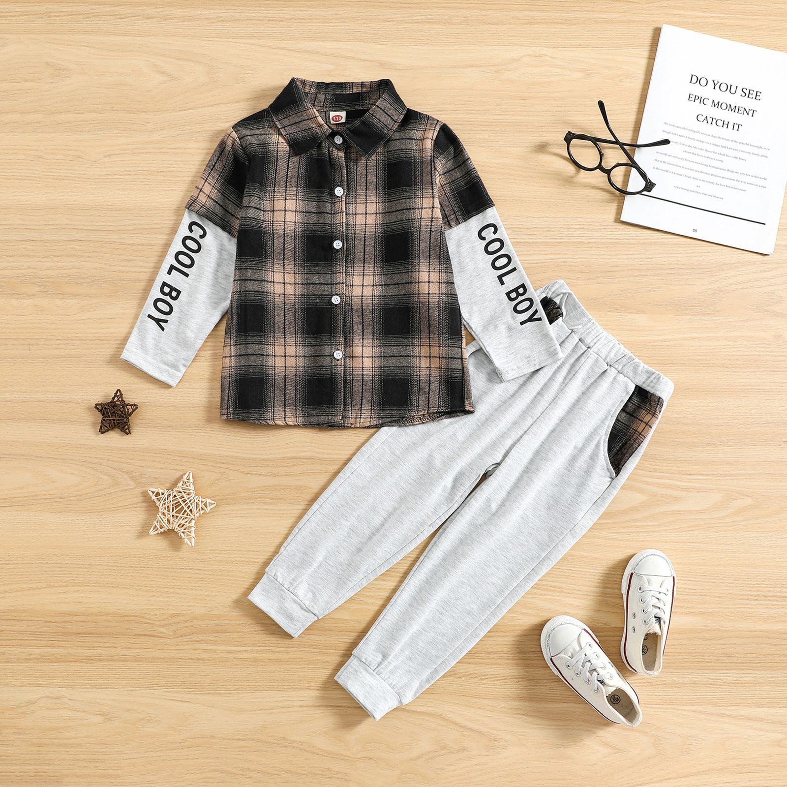 Casual Plaid Patchwork Cotton Boys Clothing Sets display picture 3