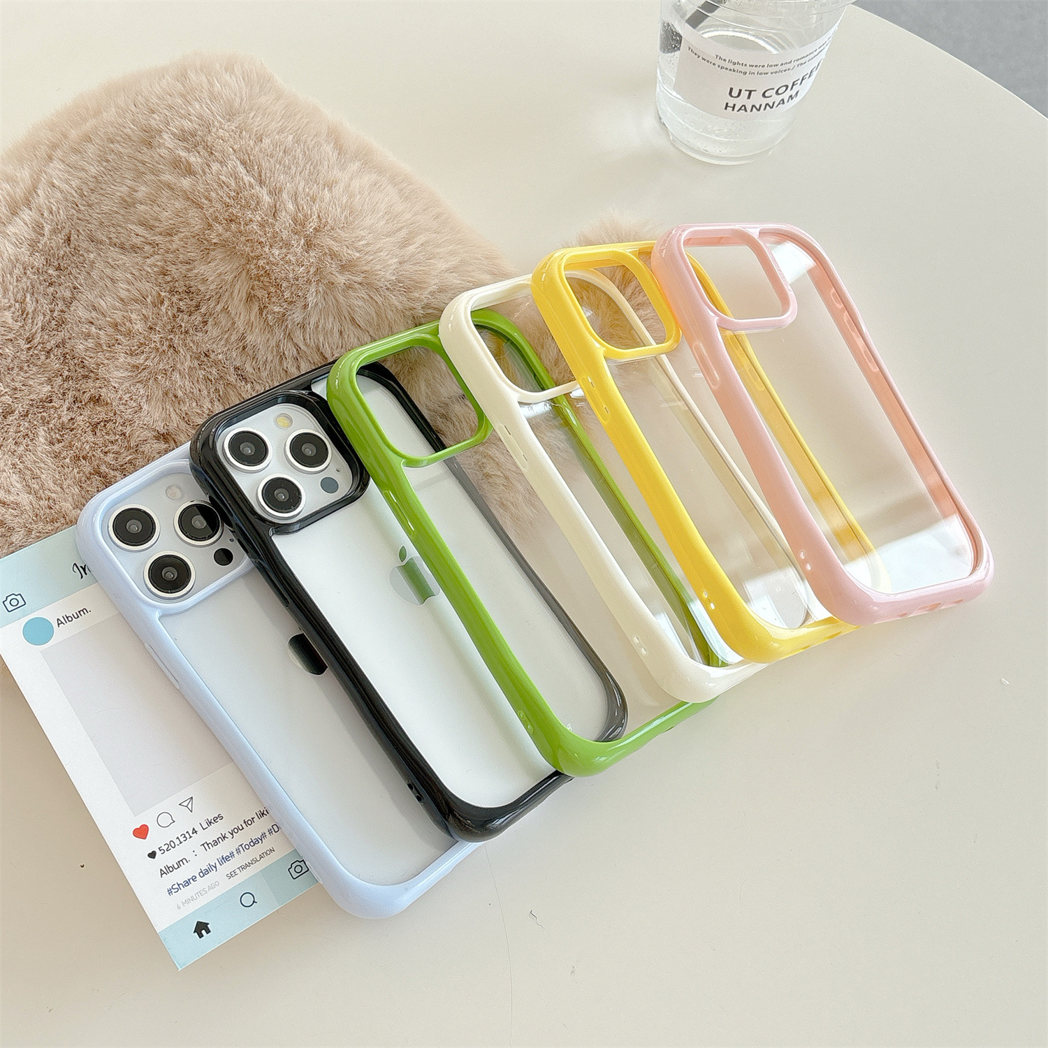For Apple 16ProMax Simple Candy Color iPhone16 Phone Case 15 Transparent 14 Groove 13 Drop-resistant Women