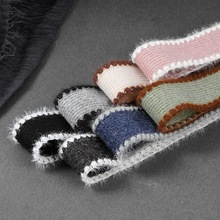 秋冬竖纹针织锁边植绒缎带diy蝴蝶结发饰家居布艺织带服装彩带