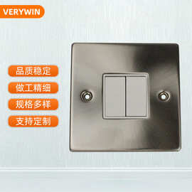 10A英式英规双开双控86型金属墙壁开关工厂供应英标墙壁开关