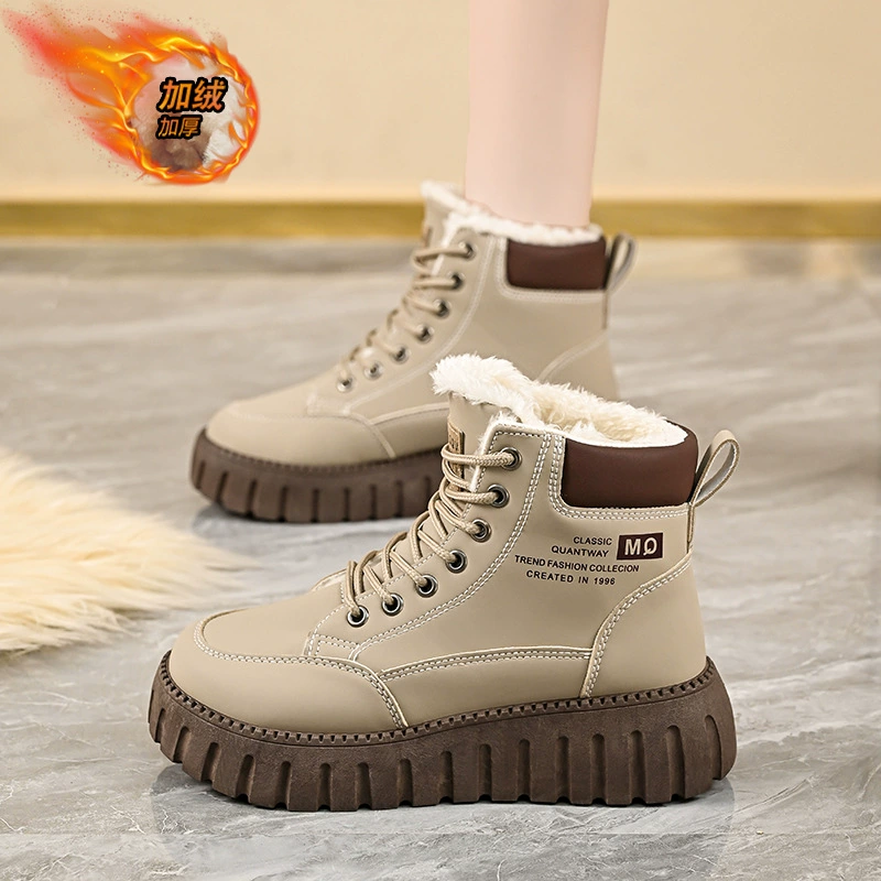 Платформенные низкие ботинки Martens, унисекс, корейский стиль, с плюшевой подкладкой