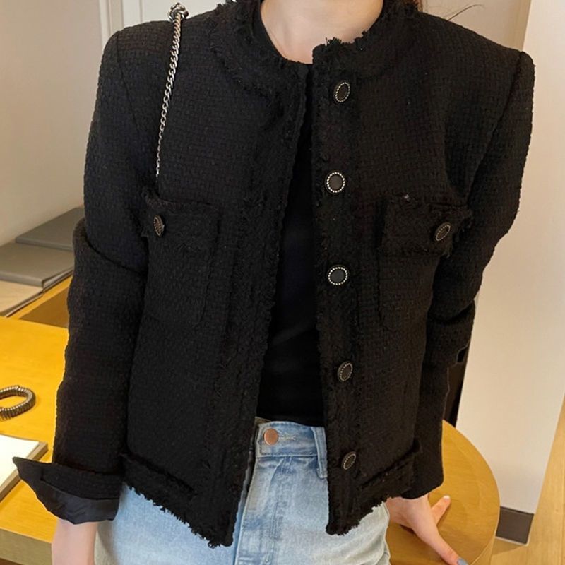 法式名媛小香风短款外套女秋冬加厚加棉2025新款高端小个子外穿|undefined