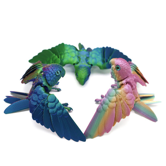 Cross-Border 3D Printed Parrot Crafts Ornaments Gifts Creative Hand-Made Animal Joint Movable Model Toy Ornaments