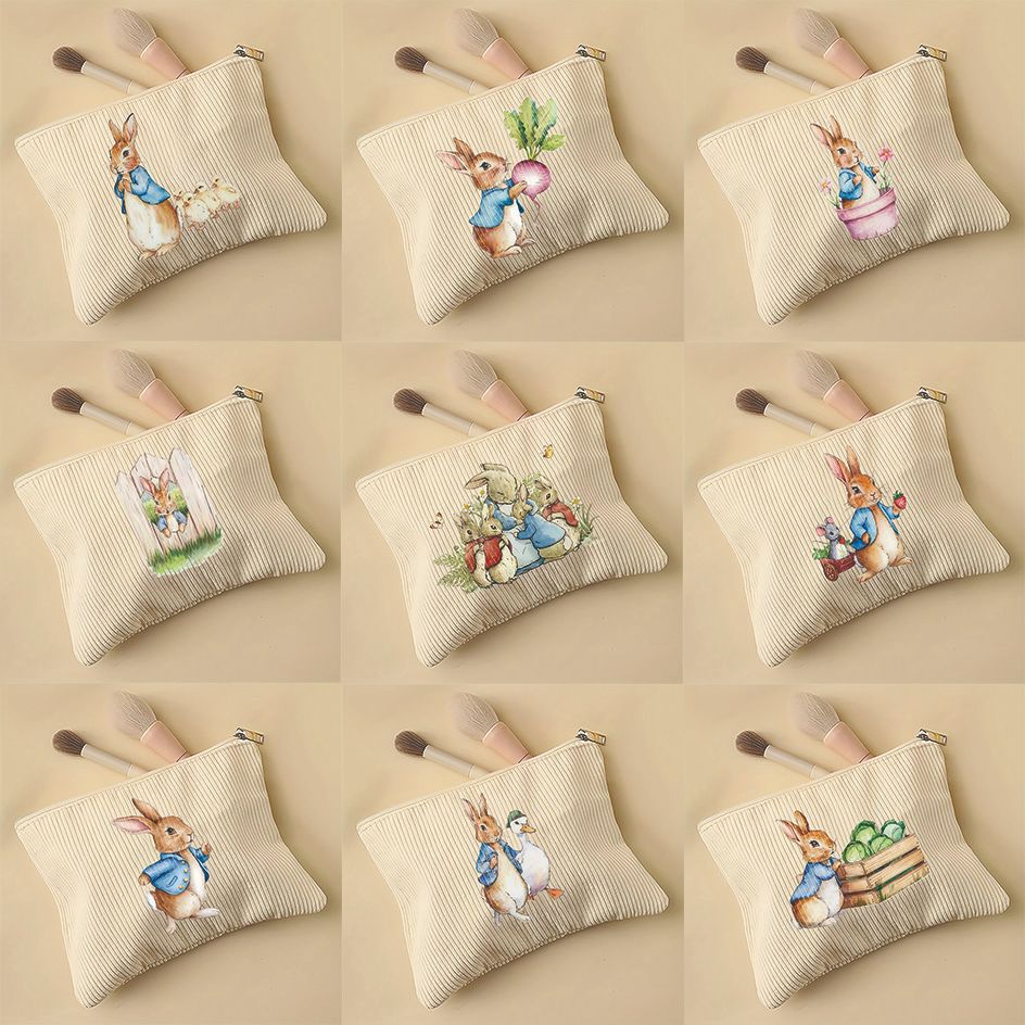 Amazon TEMU vacaciones conejo serie de animales patrón de cordillera zipper bolsa de maquillaje ligera
