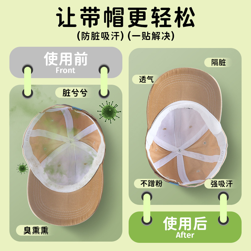 帽檐吸汗贴一次性帽子吸汗贴军训帽沿贴防脏内贴隔汗贴衣领防脏贴