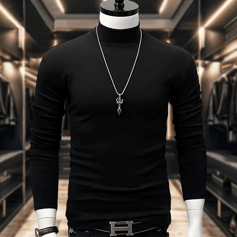 【Легкая роскошь в одежде】Мужская рубашка из немецкого вельвета с воротником-стойкой, осенне-зимняя футболка с длинным рукавом, двусторонний флис, теплая кофта со средним воротником.