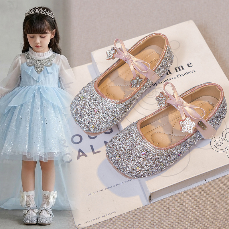 Zapatos de princesa de diamante de niñas 2026 primavera y otoño nuevos zapatos de cristal para niños zapatos de baile de cuero suave image 4