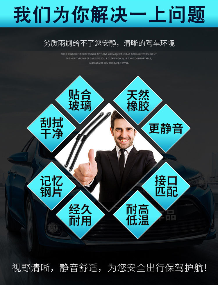 Suitable for Honda Civic Double-Layer Rubber Strip Wiper Blades Crv Fengfan Xrv Fit Lingpai Binzhi Crown Road Wiper Blades