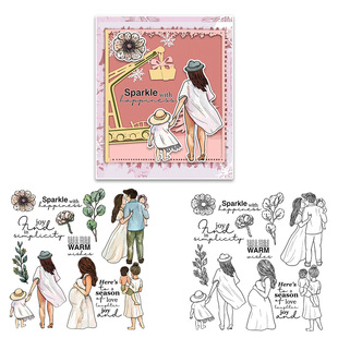 Cross-Border Handmade Paper Art Transparent Seal Handbook Decoration Love Parent-Child Pattern Silicone Seal Rubber Stamp Wholesale
