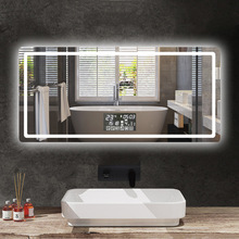 簡約浴室鏡智能LED燈鏡衛生間掛牆帶燈防霧鏡洗手間廁所衛浴鏡子