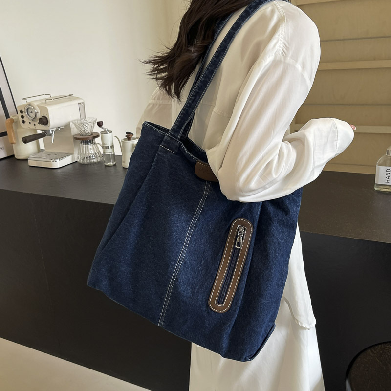 Bolso Tote femenino 2024 verano nuevo estilo todo-fósforo bolso de gran capacidad denim commut bolso de clase de un solo hombro para estudiantes universitarios