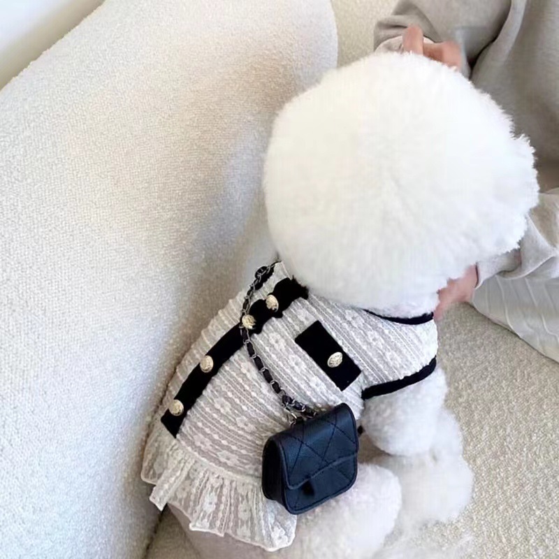 Pet dress with lace netting, suitable for kittens, Persians, Basset Hounds, Pomeranians, Yorkshires, small dogs, summer clothing.