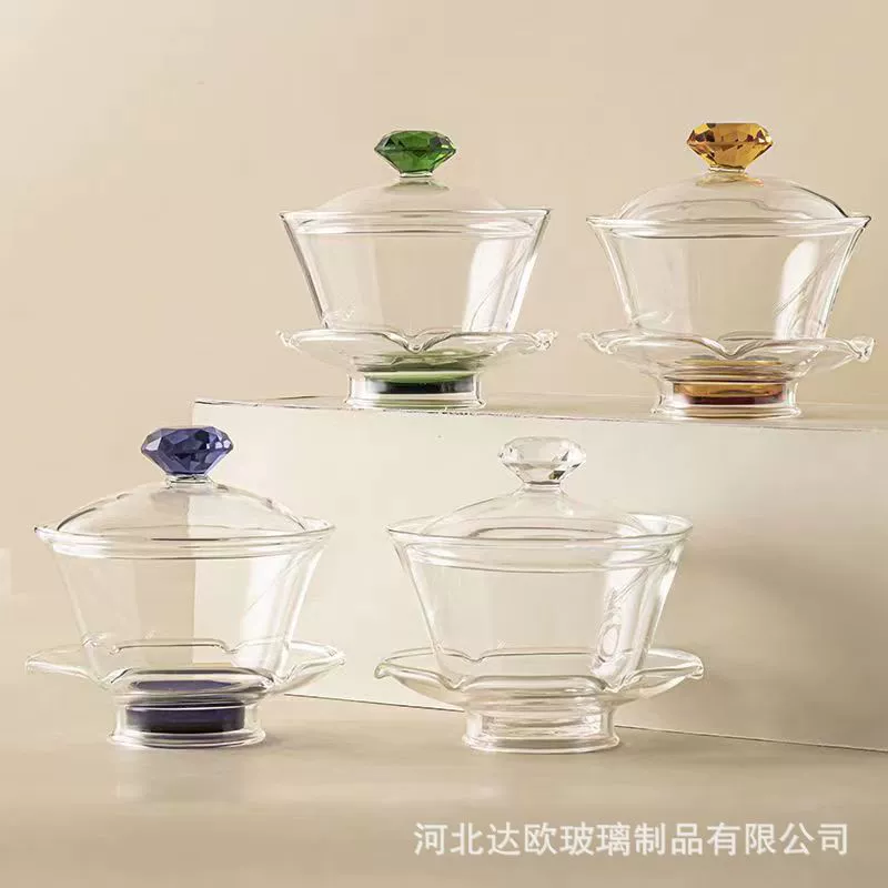 Glass tea set, big transparent teapot handmade, tea cup, increased thickness
