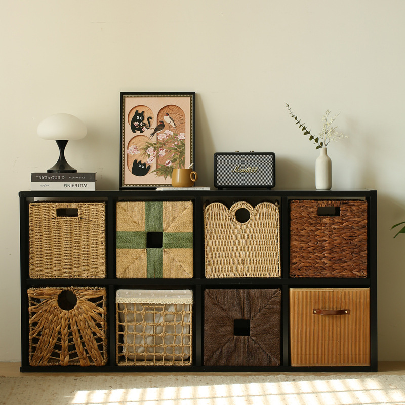 Kalike Grid Cabinet Rattan Woven Storage Basket Storage Box Simple Wardrobe Organizer Square Storage Box Kalike Grid Cabinet Rattan Woven Storage Basket Storage Box Simple Wardrobe Organizer Square Storage Box