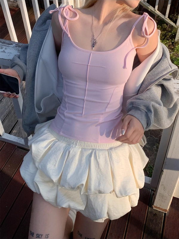 純粋な欲望スタイル天使の羽キャミソール女性の夏の新しいホットガールバックレス美しい背中ニッチユニークなアウタートップ|undefined