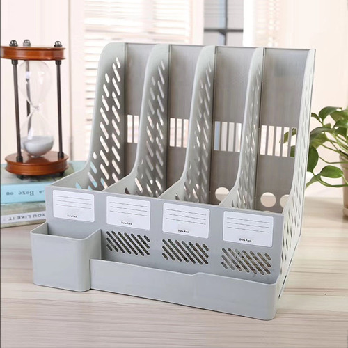 Office supplies plastic four-part file rack desktop storage information file frame stationery multi-function file column