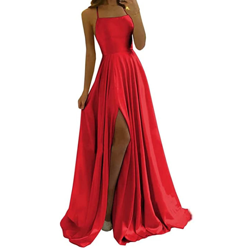 Comercio exterior europeo y americano Amazon AliExpress deseo vestido de noche de las mujeres sexy Correa split simple vestido largo
