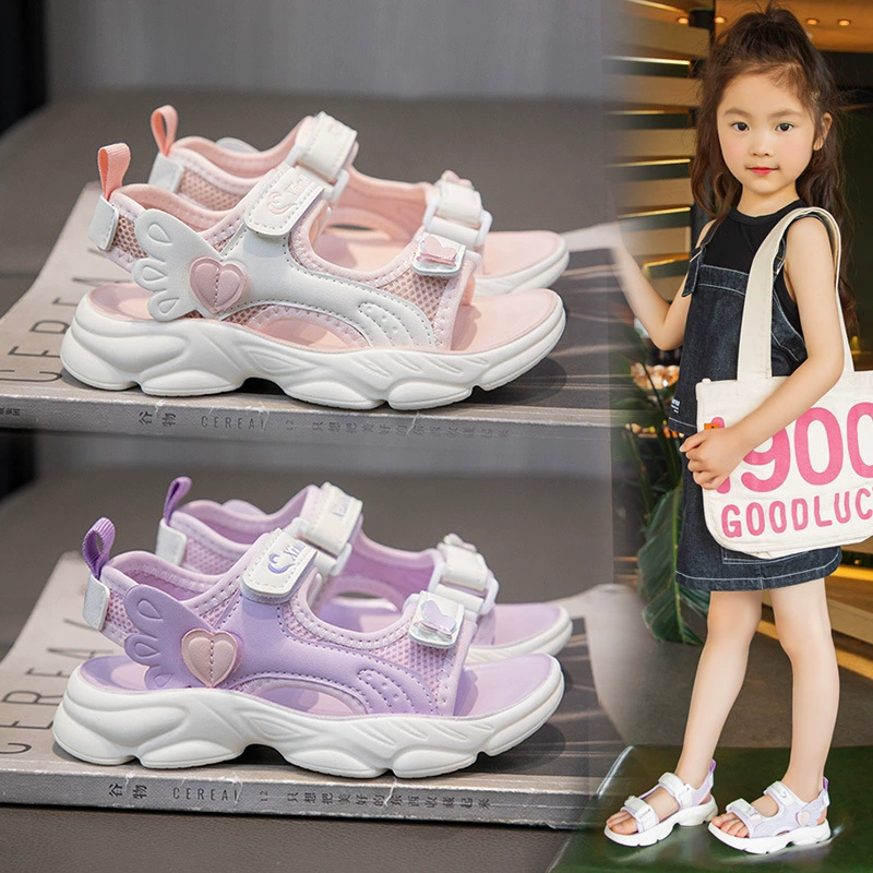 Детские сандалии для девочек Пляжная обувь Летняя новая девушка кроссовки принцессы нескользящая мягкая подошва Спортивные сандалии