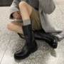 中跟厚底圆头秋冬中筒靴