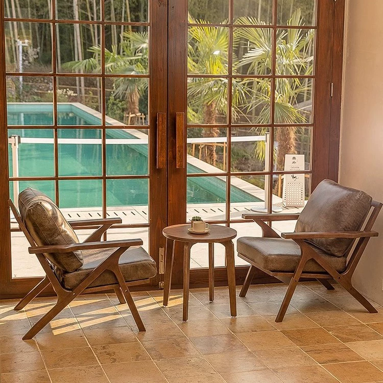 Ретро позолоченные ткани из цельного дерева одноместный диван-кресло ресторан кафе цельный деревянный стол и стулья комбинированные бытовая гостиная кресло для отдыха