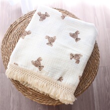 H 16219 Double Layer Crepe Baby Swaddle Blanket ˫��秲���̺