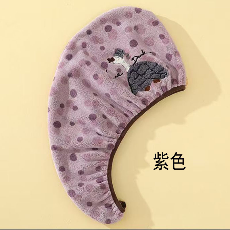 厂家直供可爱卡通干发帽珊瑚绒强吸水速干护发包头巾刺绣干发巾|undefined