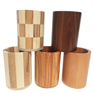 in stock cylinder pen box pine round pen holder pen holder storage pen holder simple multi-functional black walnut pen holder