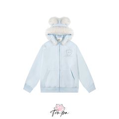 Mint Miaow 25秋季New甜美可爱小动物元素设计毛领连帽卫衣开衫