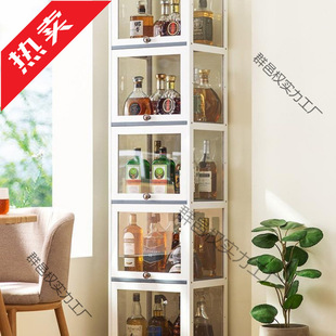 Wine Cabinet Display Cabinet Modern Simple Sideboard Internet Celebrity Small Wine Rack European Style Wall-Mounted Living Room Solid Wood Storage Rack Home
