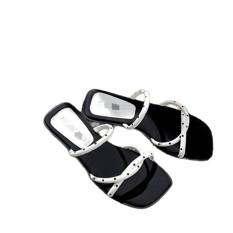 Zapatillas frías de tacón grueso para mujeres de verano 2026 nuevas zapatillas de playa antideslizantes con cabeza cuadrada image 5