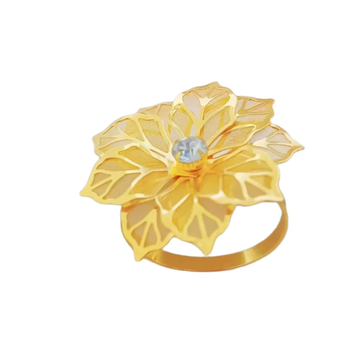 High-end paper napkins, fashionable metal copper ring for hotel, flowered, wholesale