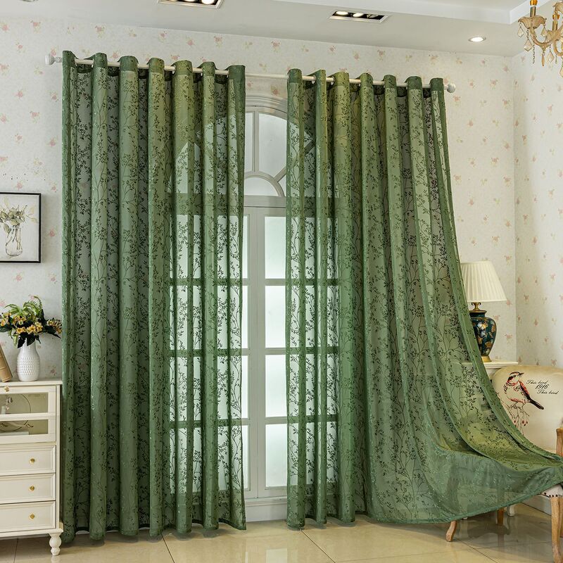 Cross-border branch modern minimalist window screen curtain jacquard hollow transparent curtain Amazon factory wholesale