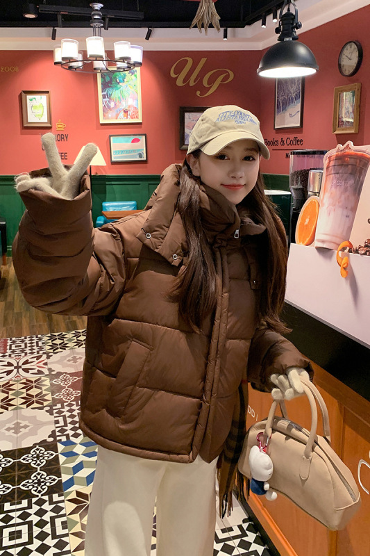 新款羽绒棉服韩版宽松立领连帽女冬季高级感加厚保暖面包服棉服|undefined