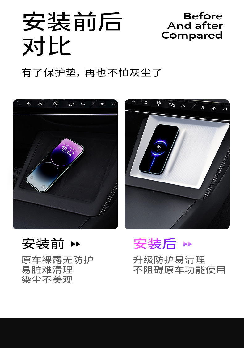Suitable for Tesla Model3 Huanxin Central Control Wireless Charging Car Anti-Slip Pad Car Charging Board Silicone Pad