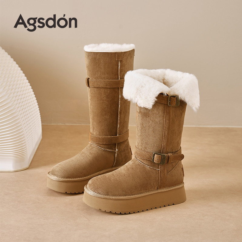 Botas de nieve de fondo grueso para mujeres 2025 nuevo otoño invierno con zapatos de algodón grueso no más altos que la rodilla