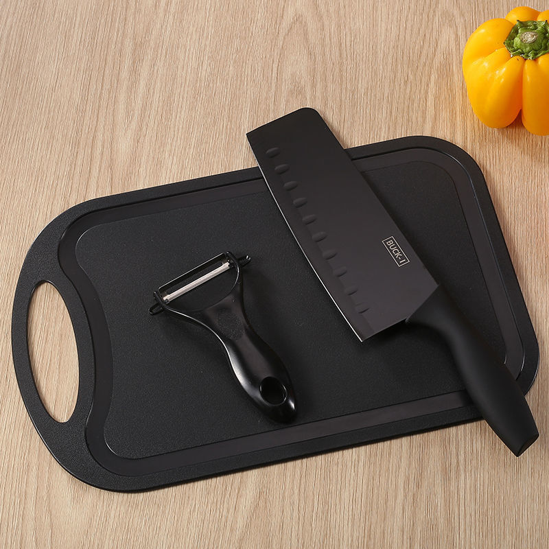 Juego de cuchillos de cocina, complemento alimenticio, cuchillo de fruta, juego de tres piezas, cuchillo de cocina de acero inoxidable, tabla de cortar, juego completo de cuchillos dos en uno