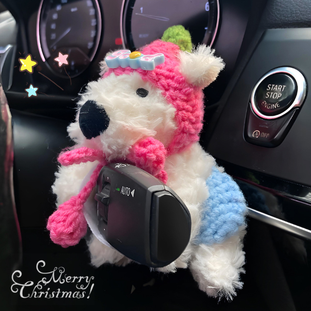 West Highland Car Car Bloque Decoración Luz de giro Muñeca de cachorro Limpiaparabrisas Muñeca Adornos de espejo retrovisor Mujer