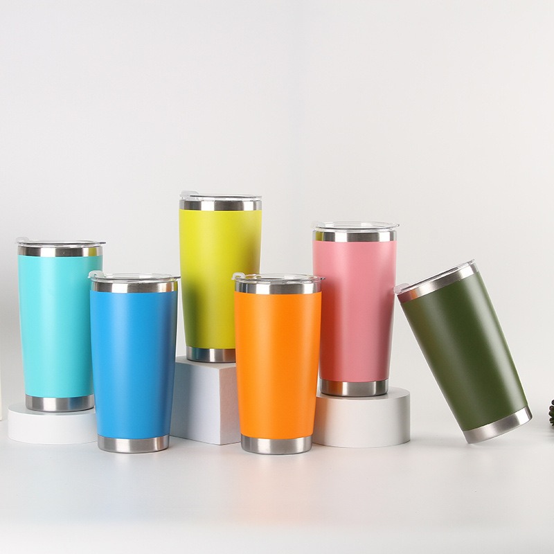 Taza de automóvil de color transfronterizo 304 taza de aislamiento de vacío de acero inoxidable de doble capa resistente a caídas portable de aislamiento de frío taza recta