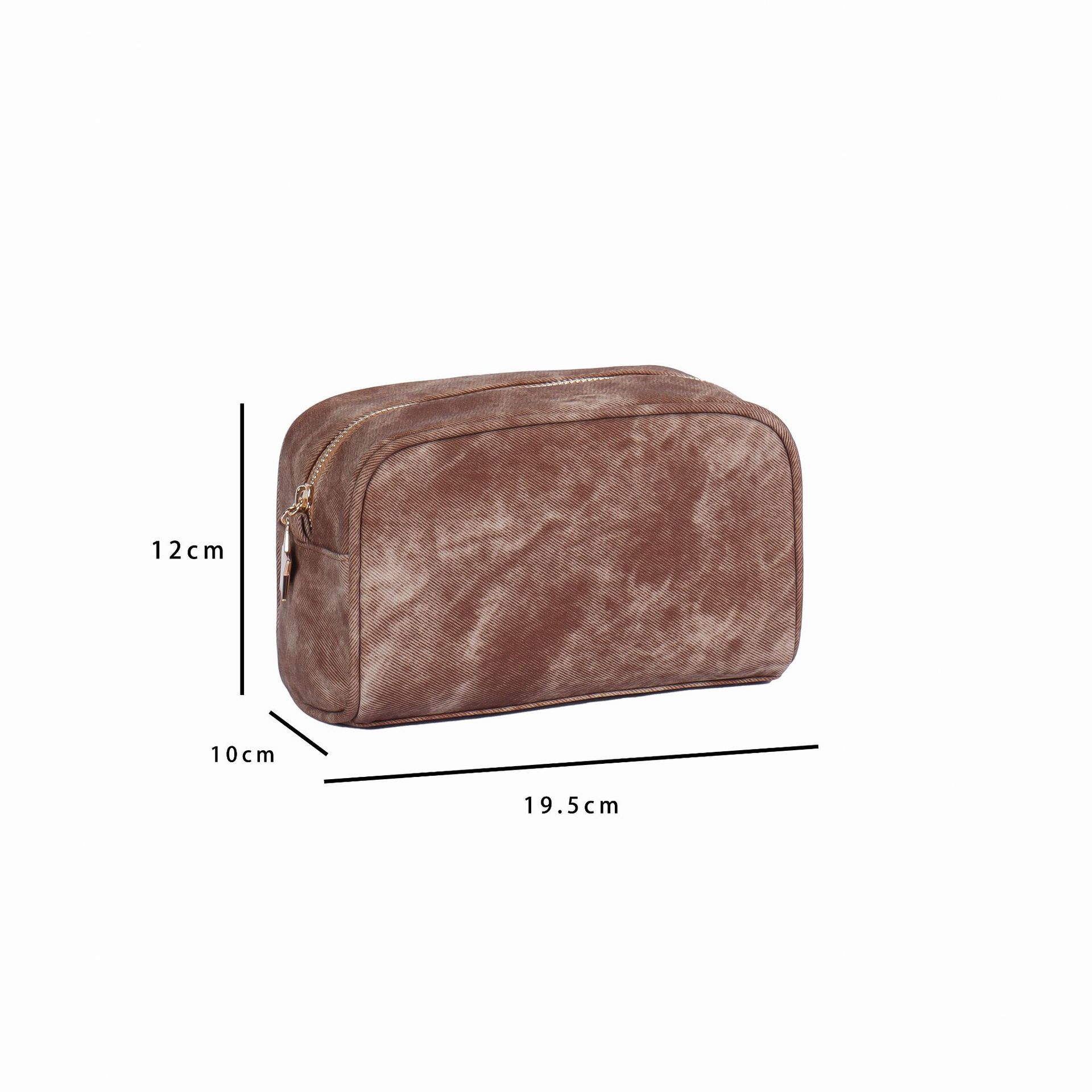 [upgraded denim pattern] brown semi-circle bag